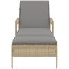Solsäng med dyna beige 63x200x81 cm konstrotting vidaXL – miniatyr 4