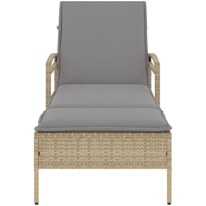 Solsäng med dyna beige 63x200x81 cm konstrotting vidaXL – bild 4