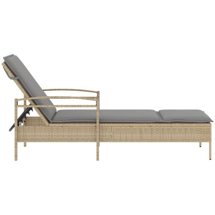 Solsäng med dyna beige 63x200x81 cm konstrotting vidaXL – bild 5