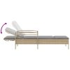Solsäng med dyna beige 63x200x81 cm konstrotting vidaXL – miniatyr 7