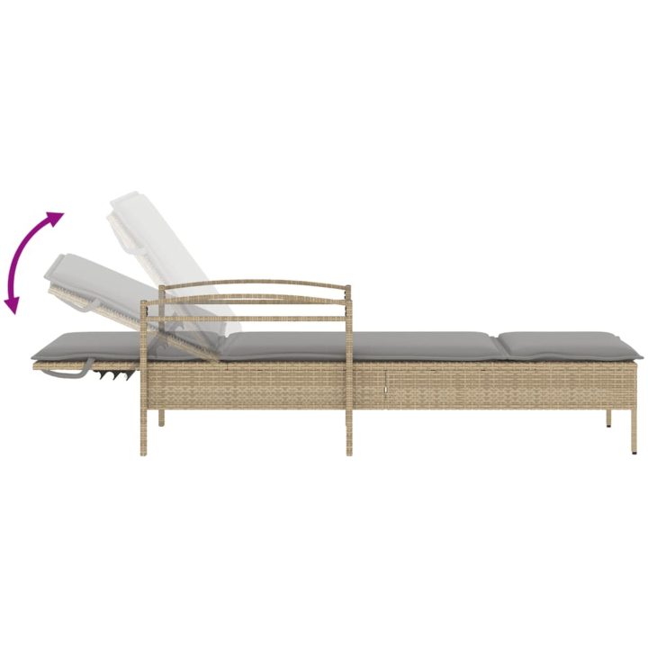 Solsäng med dyna beige 63x200x81 cm konstrotting vidaXL – bild 7