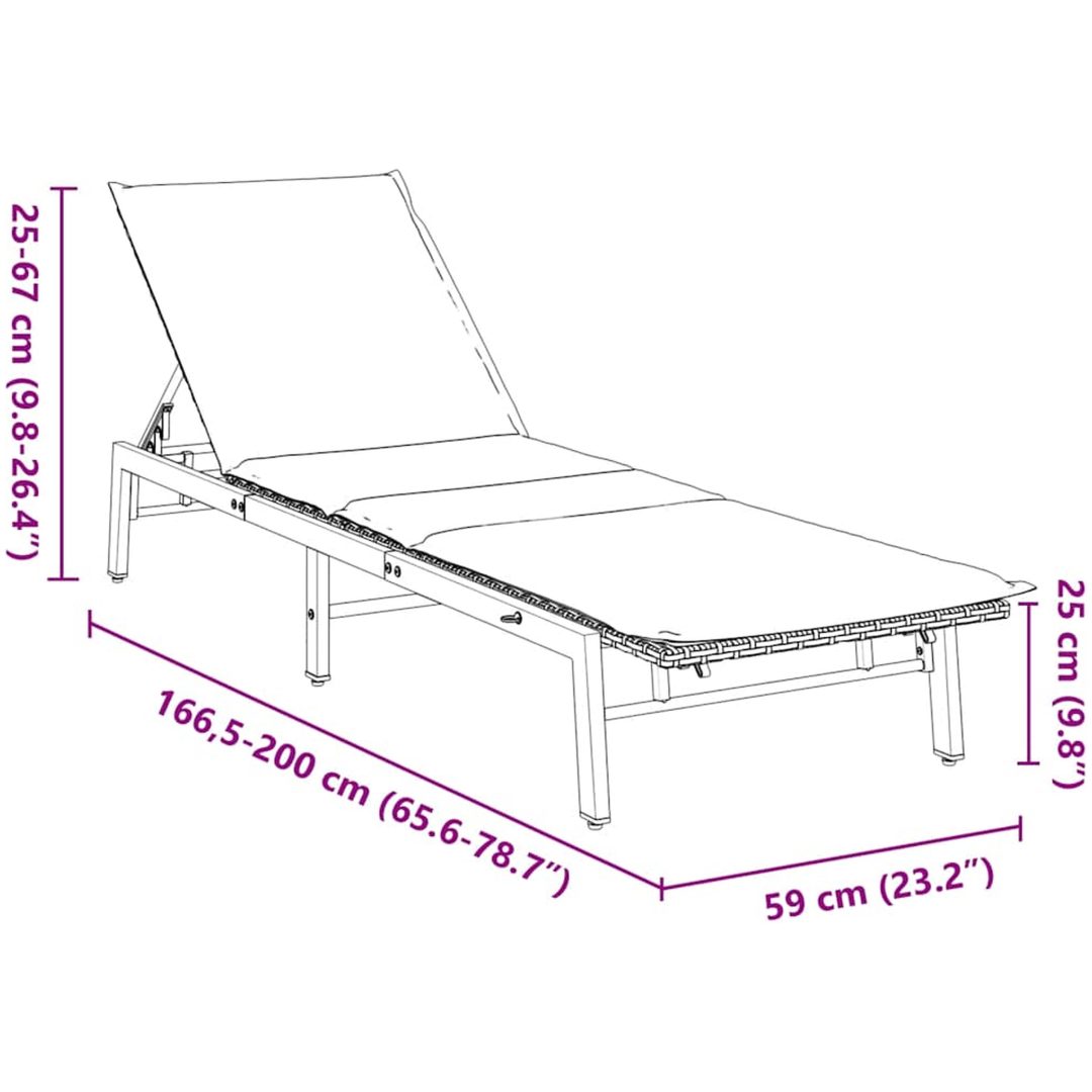 Solsäng med dyna beige konstrotting vidaXL – bild 12