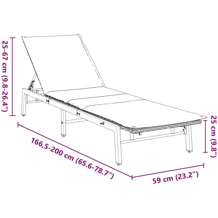 Solsäng med dyna beige konstrotting vidaXL – bild 12