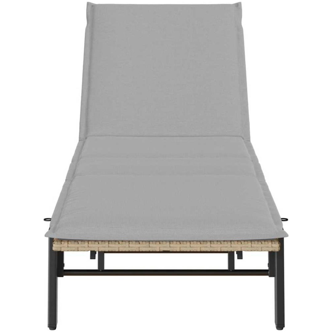 Solsäng med dyna beige konstrotting vidaXL – bild 6