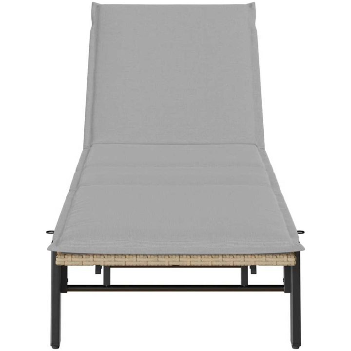 Solsäng med dyna beige konstrotting vidaXL – bild 6