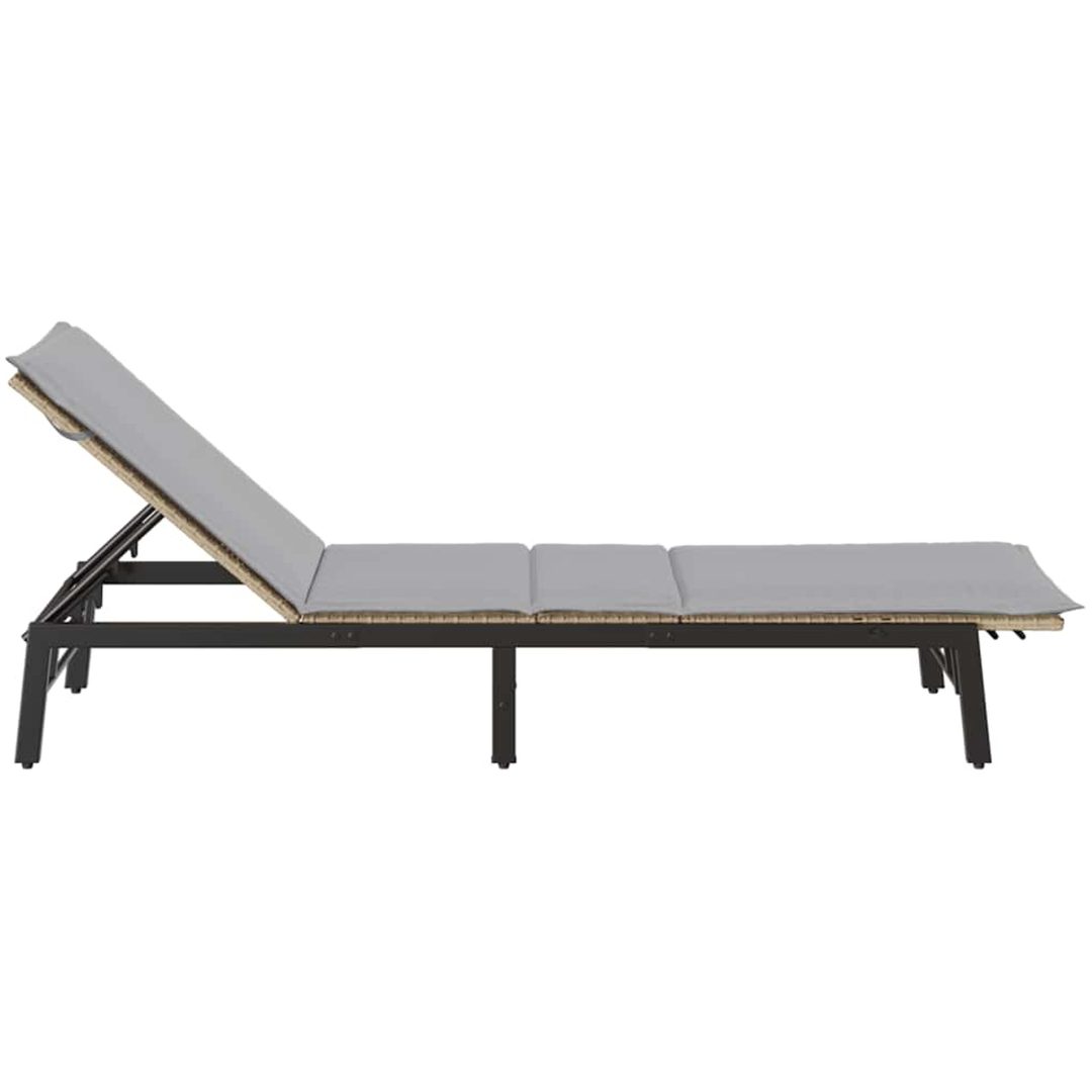 Solsäng med dyna beige konstrotting vidaXL – bild 7