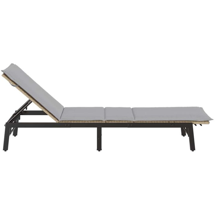 Solsäng med dyna beige konstrotting vidaXL – bild 7