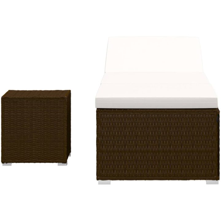 Solsäng med dyna & bord konstrotting brun vidaXL – bild 3