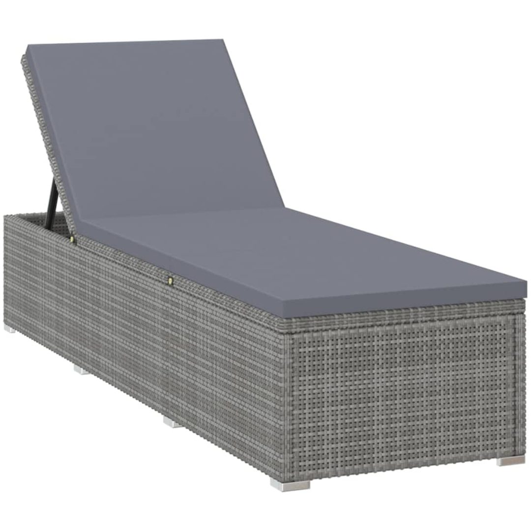 Solsäng med dyna & bord konstrotting grå vidaXL – bild 3