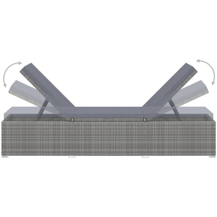 Solsäng med dyna & bord konstrotting grå vidaXL – bild 6