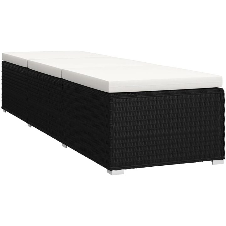 Solsäng med dyna & bord konstrotting gräddvit vidaXL – bild 5