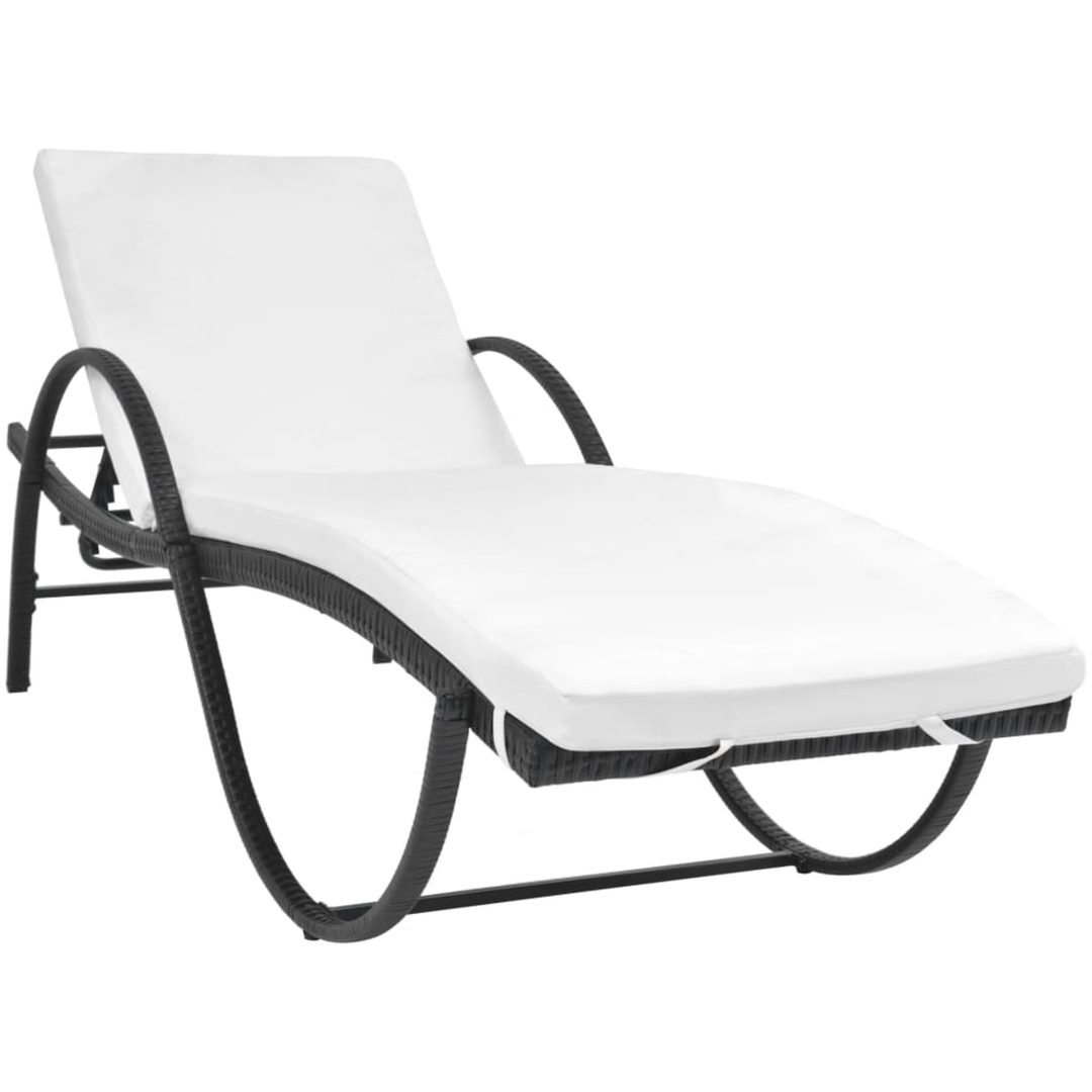 Solsäng med dyna & bord konstrotting svart vidaXL – bild 2