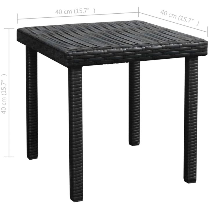 Solsäng med dyna & bord konstrotting svart vidaXL – bild 11