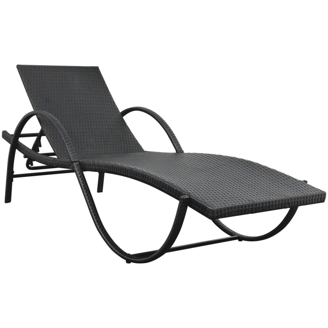 Solsäng med dyna & bord konstrotting svart vidaXL – bild 3