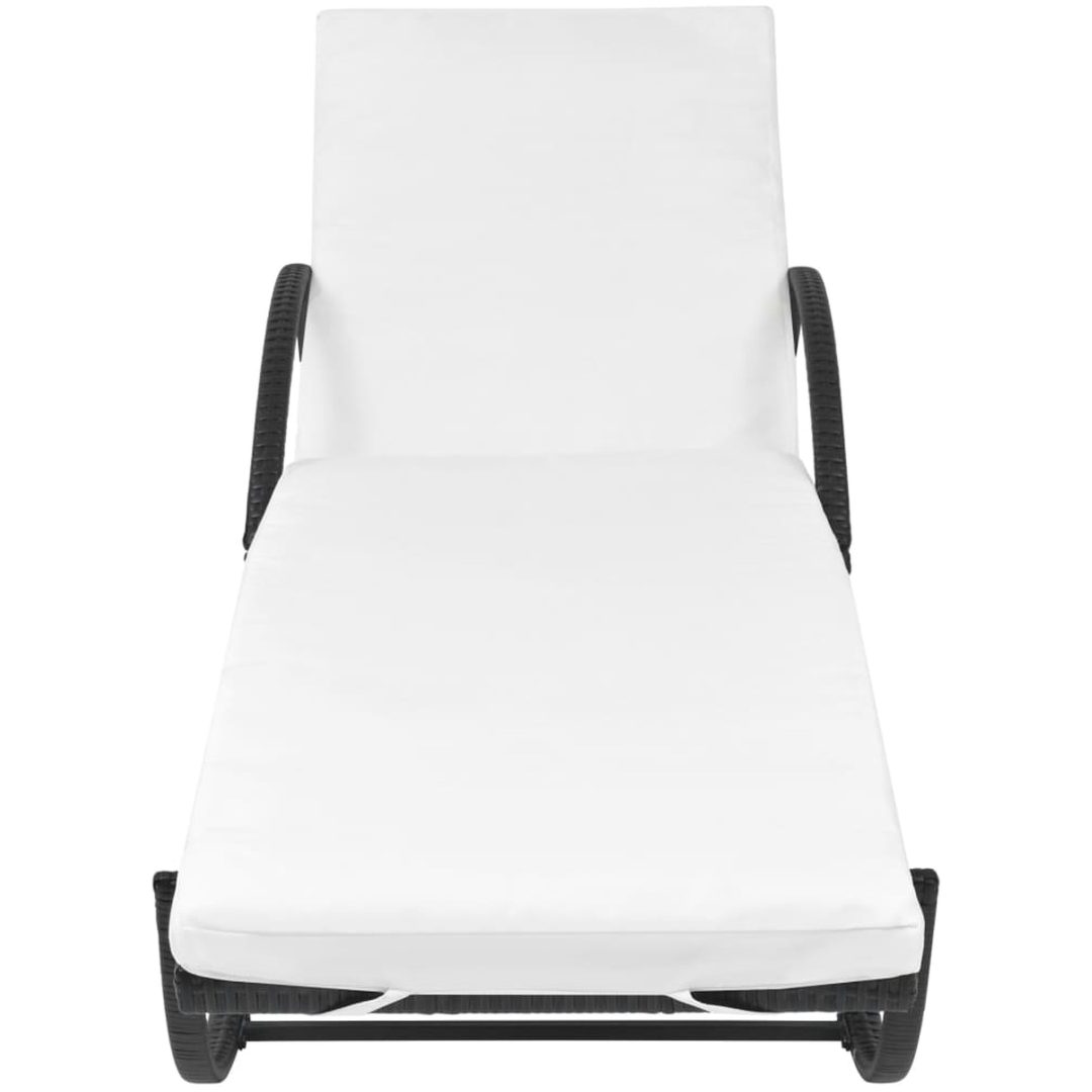 Solsäng med dyna & bord konstrotting svart vidaXL – bild 4