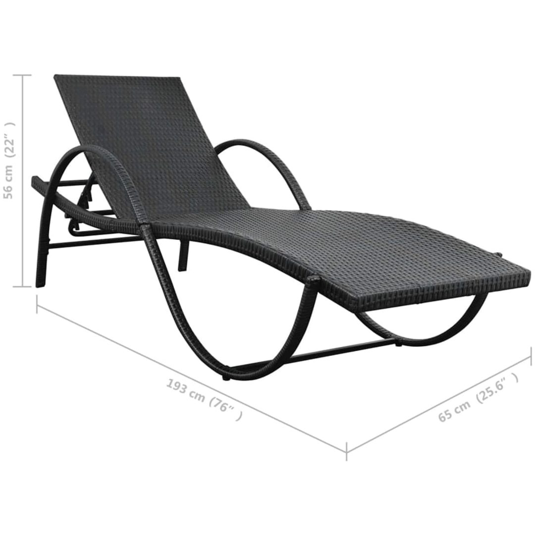 Solsäng med dyna & bord konstrotting svart vidaXL – bild 10