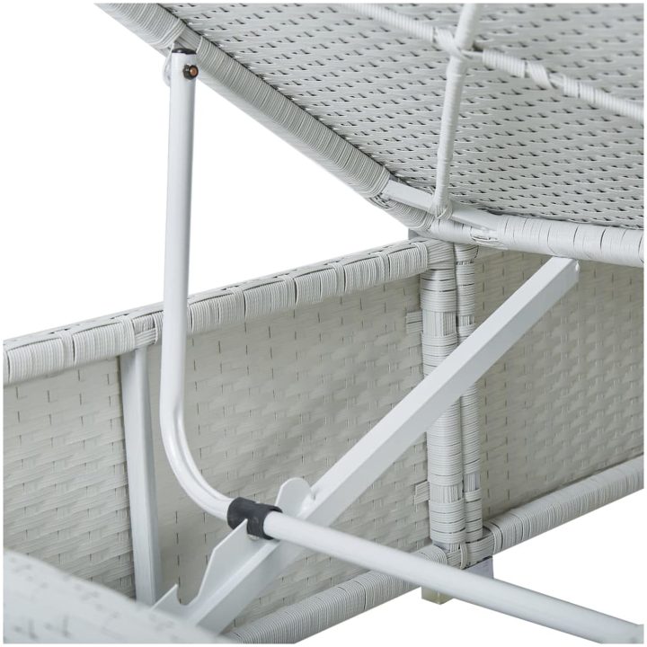 Solsäng med dyna & bord konstrotting vit vidaXL – bild 11
