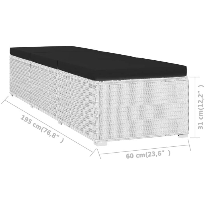Solsäng med dyna & bord konstrotting vit vidaXL – bild 12