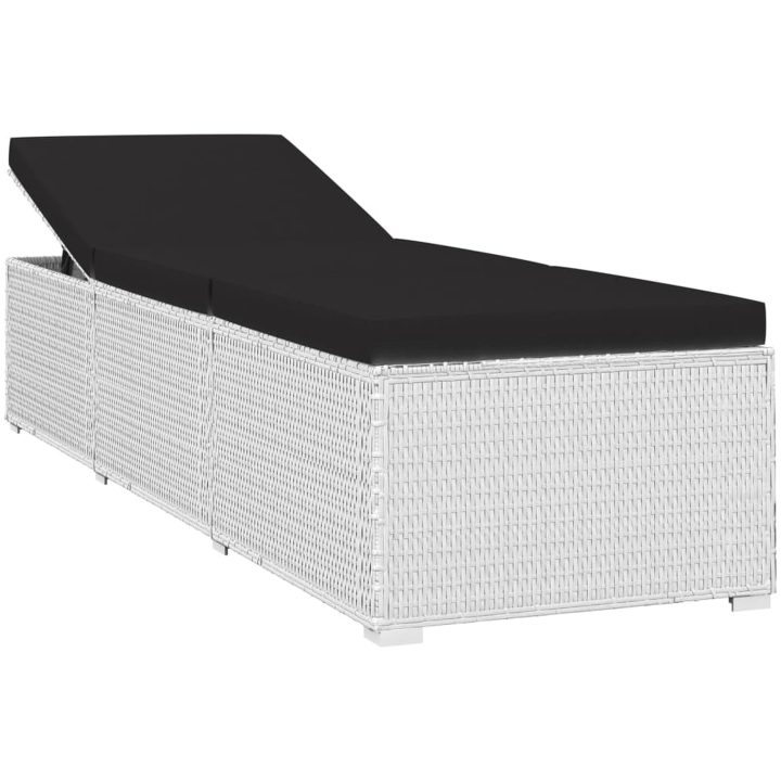 Solsäng med dyna & bord konstrotting vit vidaXL – bild 5