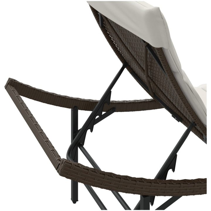 Solsäng med dyna brun 55x199x50 cm konstrotting vidaXL – bild 8