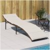 Solsäng med dyna brun 55x199x50 cm konstrotting vidaXL – miniatyr 1