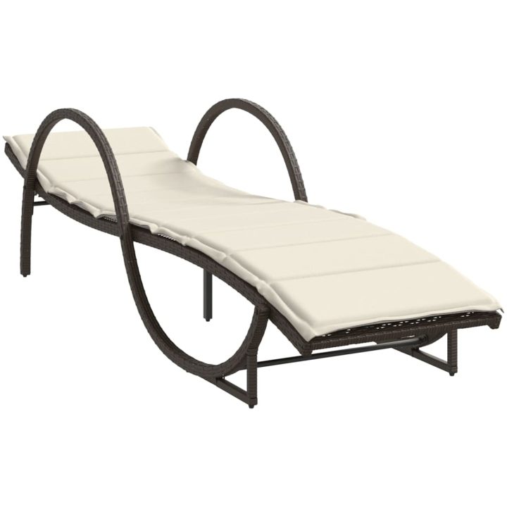 Solsäng med dyna brun 60x199x42 cm konstrotting vidaXL – bild 2
