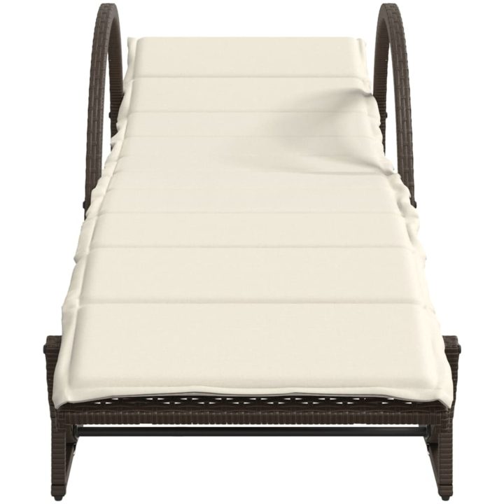 Solsäng med dyna brun 60x199x42 cm konstrotting vidaXL – bild 4