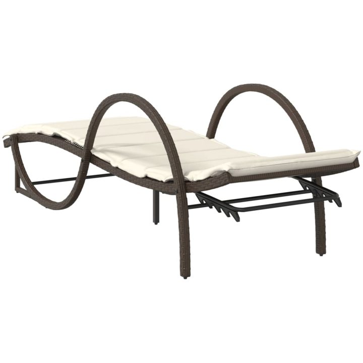Solsäng med dyna brun 60x199x42 cm konstrotting vidaXL – bild 6