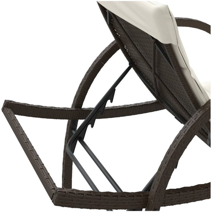 Solsäng med dyna brun 60x199x42 cm konstrotting vidaXL – bild 8