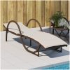 Solsäng med dyna brun 60x199x42 cm konstrotting vidaXL – miniatyr 1