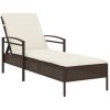 Solsäng med dyna brun 63x200x81 cm konstrotting vidaXL – miniatyr 2