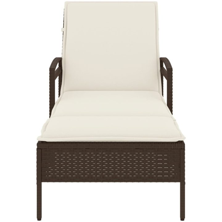 Solsäng med dyna brun 63x200x81 cm konstrotting vidaXL – bild 4