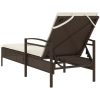 Solsäng med dyna brun 63x200x81 cm konstrotting vidaXL – miniatyr 6