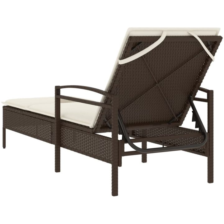 Solsäng med dyna brun 63x200x81 cm konstrotting vidaXL – bild 6