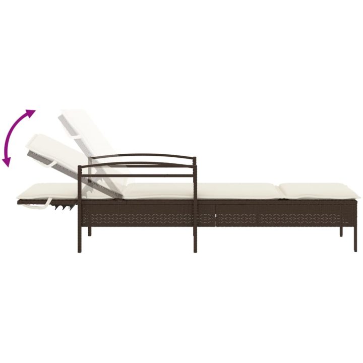 Solsäng med dyna brun 63x200x81 cm konstrotting vidaXL – bild 7