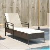 Solsäng med dyna brun 63x200x81 cm konstrotting vidaXL – miniatyr 1