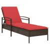 Solsäng med dyna brun 63x200x81 cm polyrotting (endast USA) vidaXL – miniatyr 2