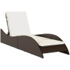 Solsäng med dyna brun konstrotting vidaXL 60 x 205 x 73 cm – miniatyr 2