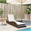 Solsäng med dyna brun konstrotting vidaXL 60 x 205 x 73 cm – miniatyr 3