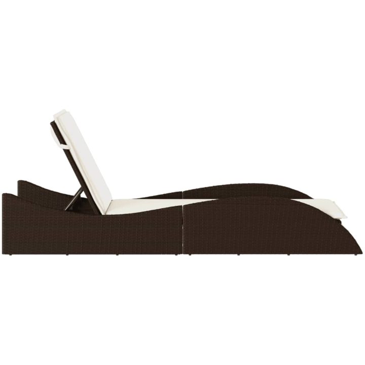 Solsäng med dyna brun konstrotting vidaXL 60 x 205 x 73 cm – bild 5