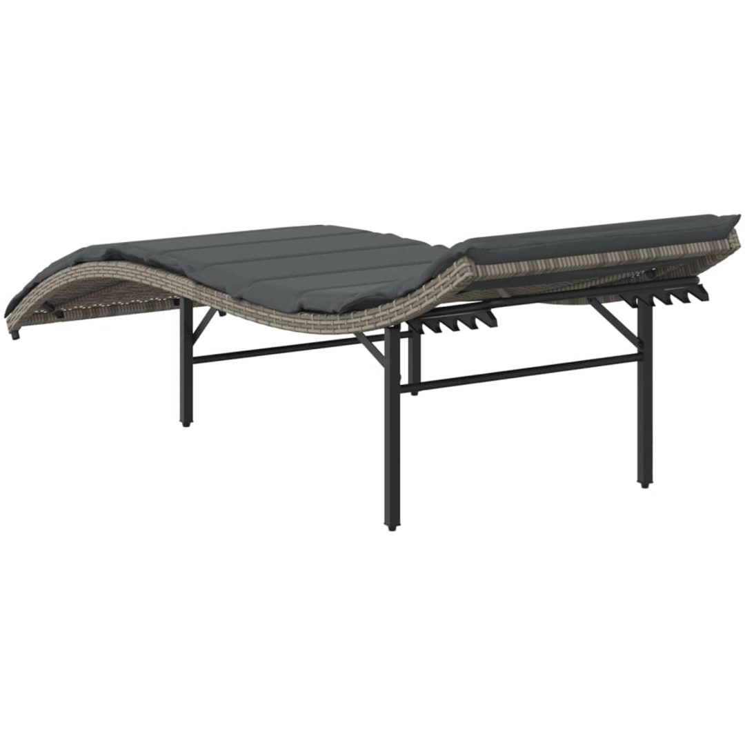 Solsäng med dyna grå 55x199x50 cm konstrotting vidaXL – bild 6