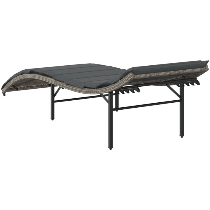 Solsäng med dyna grå 55x199x50 cm konstrotting vidaXL – bild 6