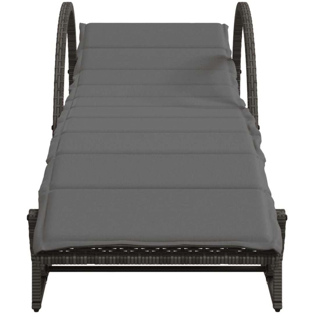 Solsäng med dyna grå 60x199x42 cm konstrotting vidaXL – bild 4