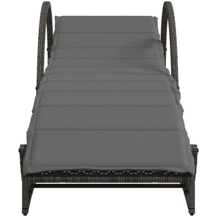 Solsäng med dyna grå 60x199x42 cm konstrotting vidaXL – bild 4