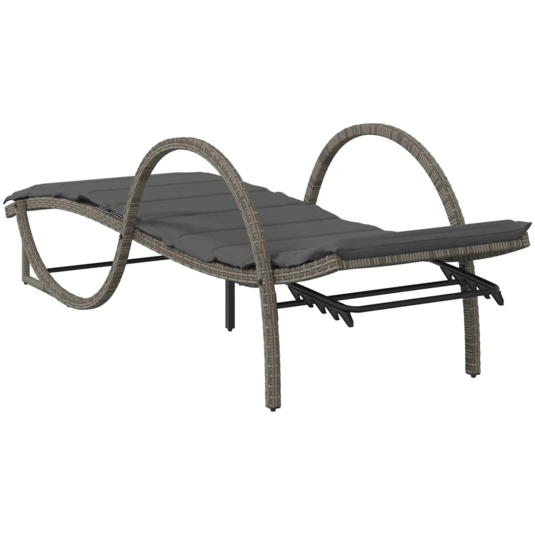Solsäng med dyna grå 60x199x42 cm konstrotting vidaXL – bild 6