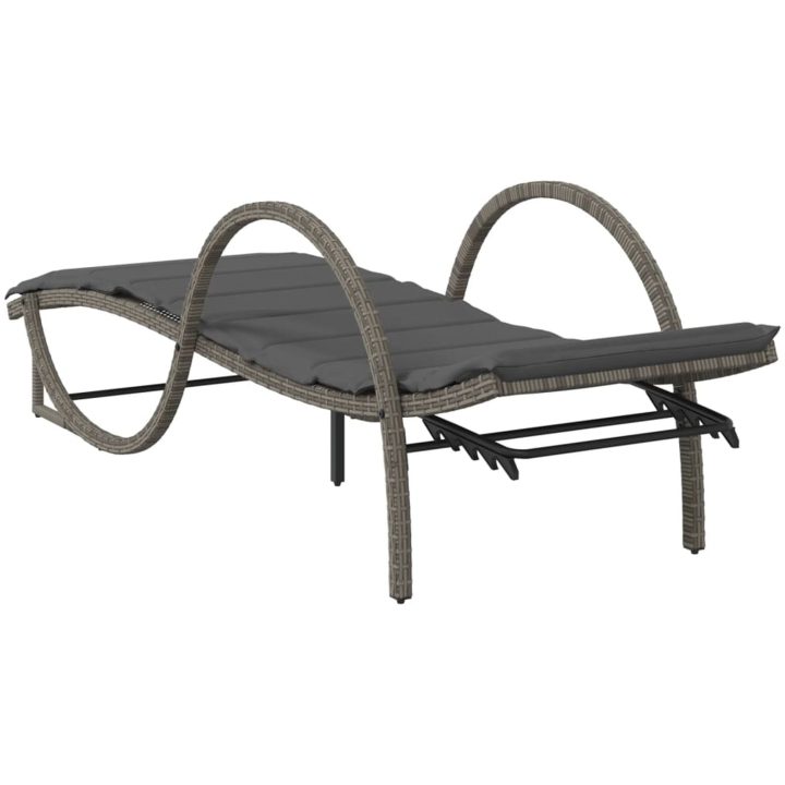 Solsäng med dyna grå 60x199x42 cm konstrotting vidaXL – bild 6