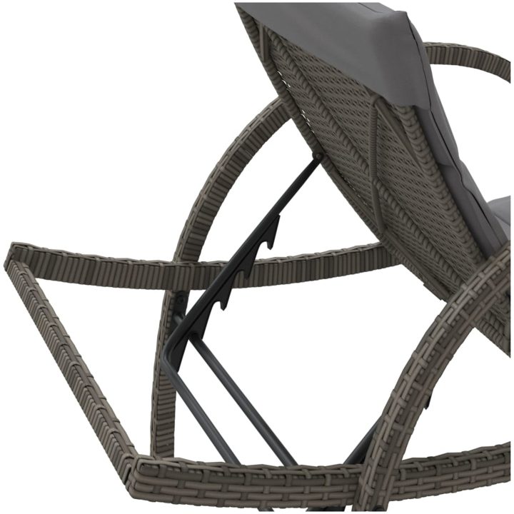 Solsäng med dyna grå 60x199x42 cm konstrotting vidaXL – bild 8