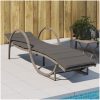 Solsäng med dyna grå 60x199x42 cm konstrotting vidaXL – miniatyr 1