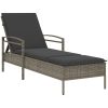 Solsäng med dyna grå 63x200x81 cm konstrotting vidaXL – miniatyr 2