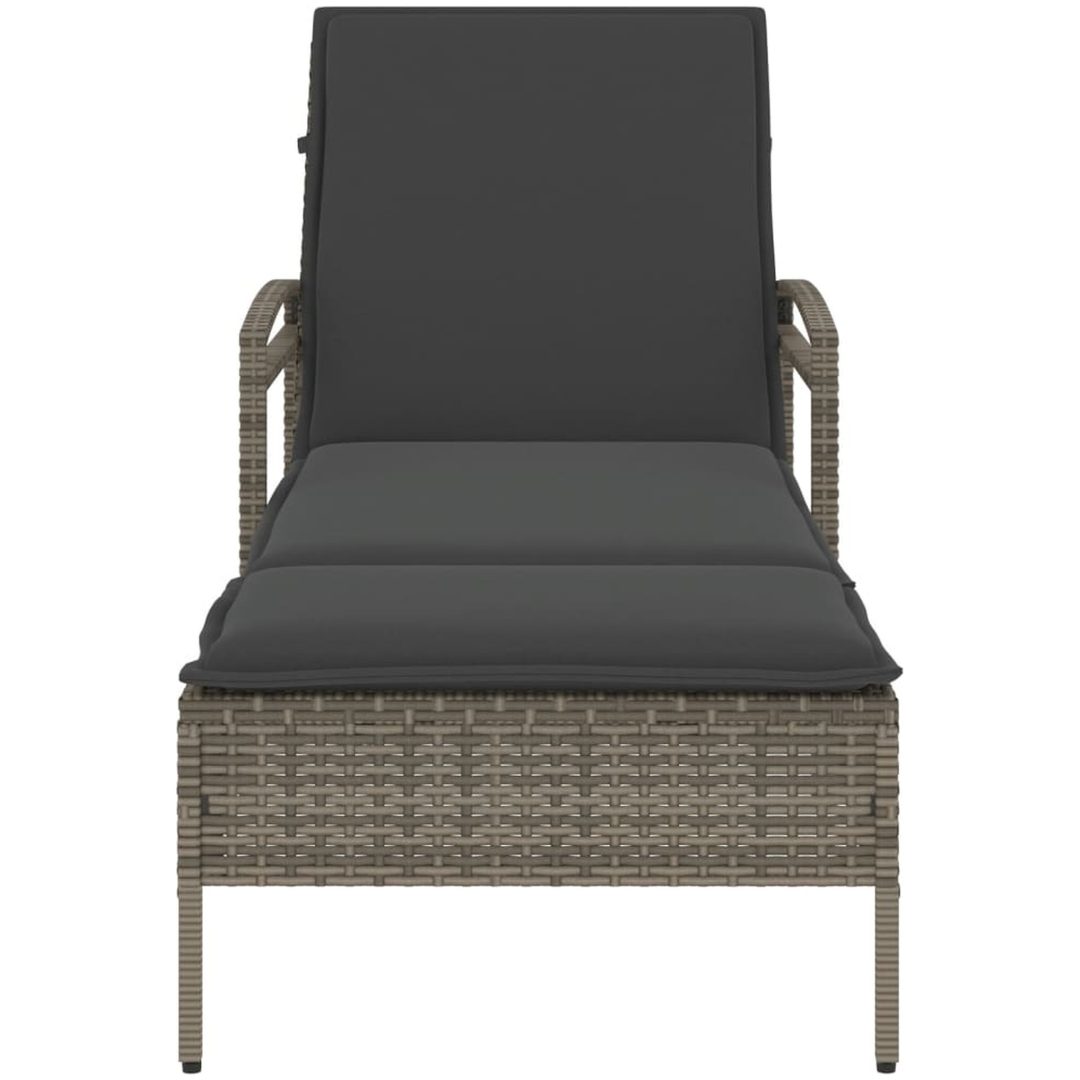Solsäng med dyna grå 63x200x81 cm konstrotting vidaXL – bild 4